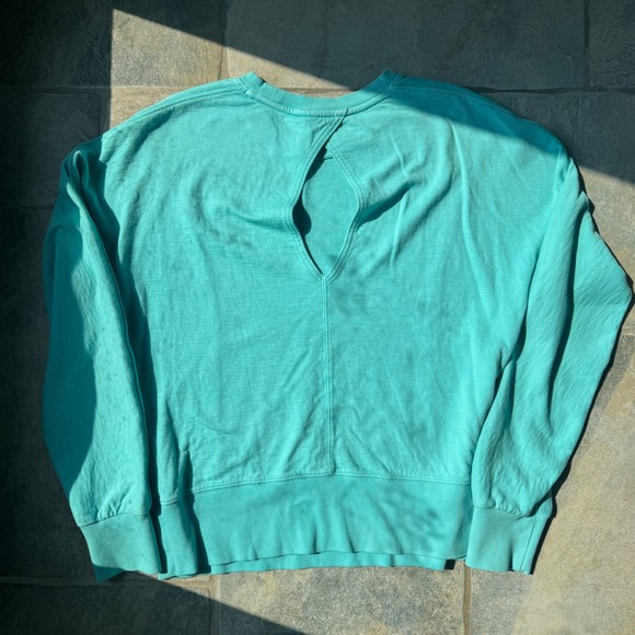 Athleta Sundown Motion Crewneck Sweatshirt XS Gulf Green Keyhole Back - Picture 5 of 6